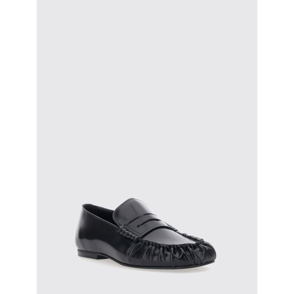 Alohas Aven Loafers In Black Brushed Leather With Penny Bar And Low Heel - Picture 2 of 3